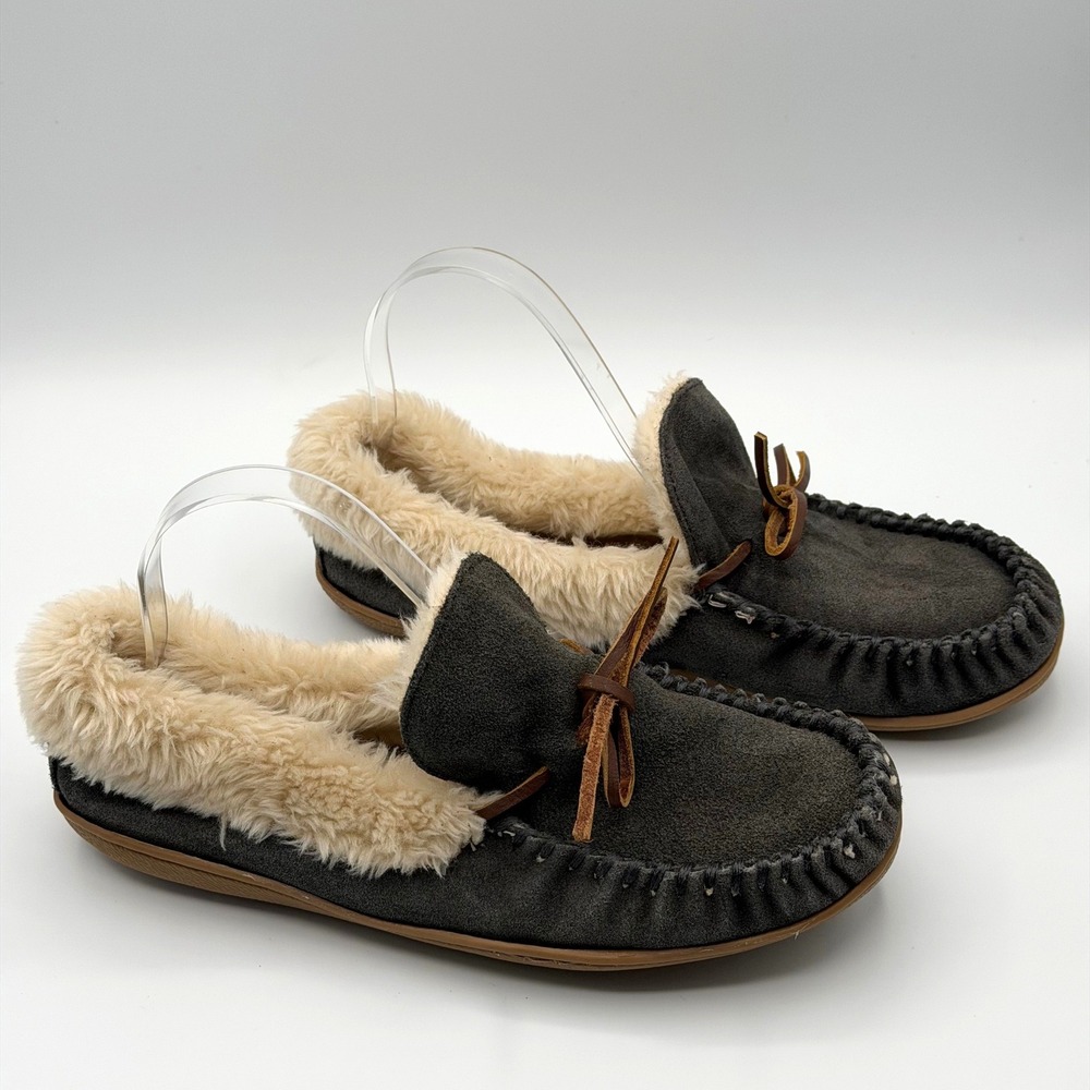 Minnetonka Alpine Slipper Moccasins Womens 9 Navy Blue Suede Cozy Comfort‎ Cabin